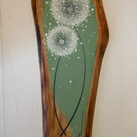 Large Dandelion Sage Green Live Edge Wood
