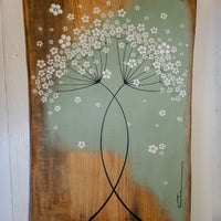 Large Cow Parsley Pale Sage Green Live Edge Wood