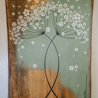 Large Cow Parsley Pale Sage Green Live Edge Wood
