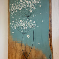 Large Cow Parsley Soft Sky Blue Live Edge Wood