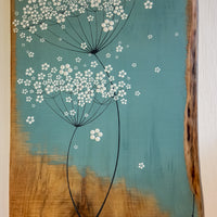 Large Cow Parsley Soft Sky Blue Live Edge Wood