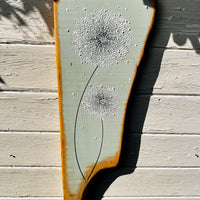 Large Dandelion soft sage green live edge wood