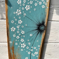Medium Wild Flower soft turquoise live edge wood