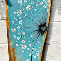 Medium Wild Flower soft turquoise live edge wood