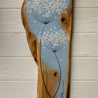 Large Cow Parsley Soft Blue Live Edge Wood