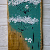 Medium Cow Parsley Fine Flower Head Turquoise Reclaimed Oak