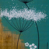 Medium Cow Parsley Fine Flower Head Turquoise Reclaimed Oak