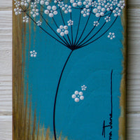 Small Cow Parsley Turquoise Reclaimed Wood