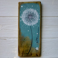 Small Dandelion Soft Sea Blue Reclaimed Wood