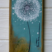 Small Dandelion Soft Sea Blue Reclaimed Wood