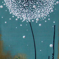 Small Dandelion Soft Sea Blue Reclaimed Wood