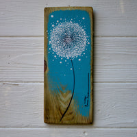 Small Dandelion Turquoise Reclaimed Wood