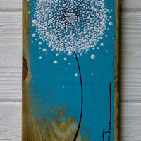 Small Dandelion Turquoise Reclaimed Wood