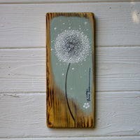 Small Dandelion Soft Sage Green Live edge Wood