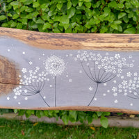 XXL Cow Parsley, Dandelion Mix Soft Dove Grey Live Edge Wood