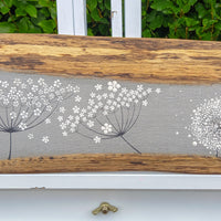 XXL Cow Parsley, Dandelion Mix Soft Dove Grey Live Edge Wood