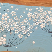 XXL Cow Parsley, Wild Flower Sky Blue Live Edge Wood