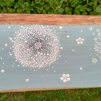 XXL Cow Parsley, Wild Flower Soft Turquoise Blue Live Edge Wood