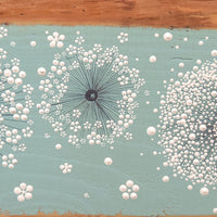 XXL Cow Parsley, Wild Flower Soft Turquoise Blue Live Edge Wood