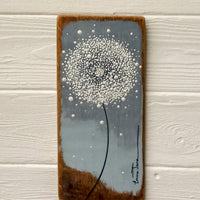 Small Dandelion Two Tone Blue Grey Reclaimed Wood