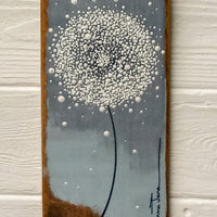 Small Dandelion Two Tone Blue Grey Reclaimed Wood