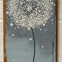 Small Dandelion Two Tone Blue Grey Reclaimed Wood