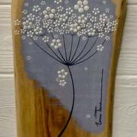 Small Cow Parsley Light Mouve Blue Live Edge Wood