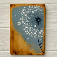 Small Wild Flower Grey Blue Reclaimed Wood