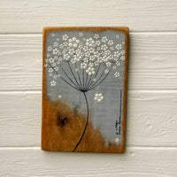 Small Cow Parsley Soft Blue Grey Reclaimed Wood