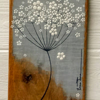 Small Cow Parsley Soft Blue Grey Reclaimed Wood