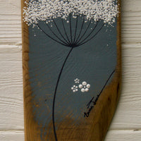 Small Cow Parsley Deep Blue Grey Live Edge Wood