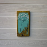 Small Cow Parsley large flower head turquoise reclaimed wood