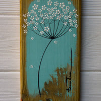 Small Cow Parsley large flower head turquoise reclaimed wood