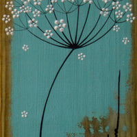 Small Cow Parsley large flower head turquoise reclaimed wood