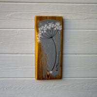 Small Cow Parsley fine flower head soft slate grey reclaimed wood