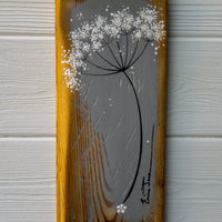 Small Cow Parsley fine flower head soft slate grey reclaimed wood