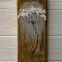 Small Cow Parsley fine flower head light grey reclaimed wood