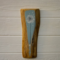 Small Dandelion soft grey blue live edge wood