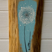 Small Dandelion soft light blue live edge wood