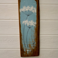 Medium Cow Parsley Fine Flower Head Soft Grey Blue Reclaimed Wood