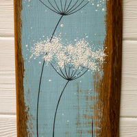 Medium Cow Parsley Fine Flower Head Soft Grey Blue Reclaimed Wood