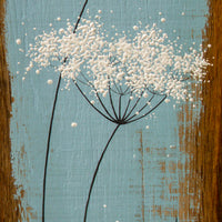 Medium Cow Parsley Fine Flower Head Soft Grey Blue Reclaimed Wood