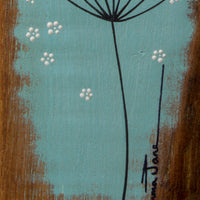 Small Cow Parsley large flower head soft turquoise blue reclaimed wood
