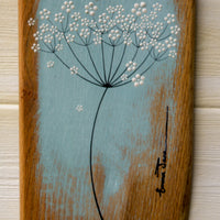 Small Cow Parsley large flower head soft sky blue live edge wood