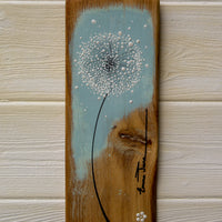 Small Dandelion soft light blue two tone reclaimed wood