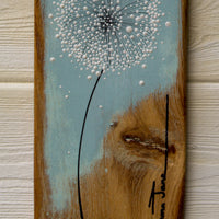 Small Dandelion soft light blue two tone reclaimed wood