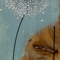 Small Dandelion soft light blue two tone reclaimed wood