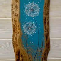 Medium Dandelion Teal Blue Live Edge Wood