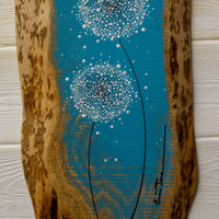 Medium Dandelion Teal Blue Live Edge Wood