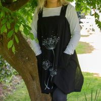 Aprons- Black with light grey screen printed Cow Parsley design